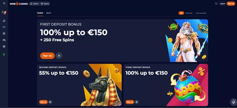 nine casino bonus χωρίς κατάθεση TOC